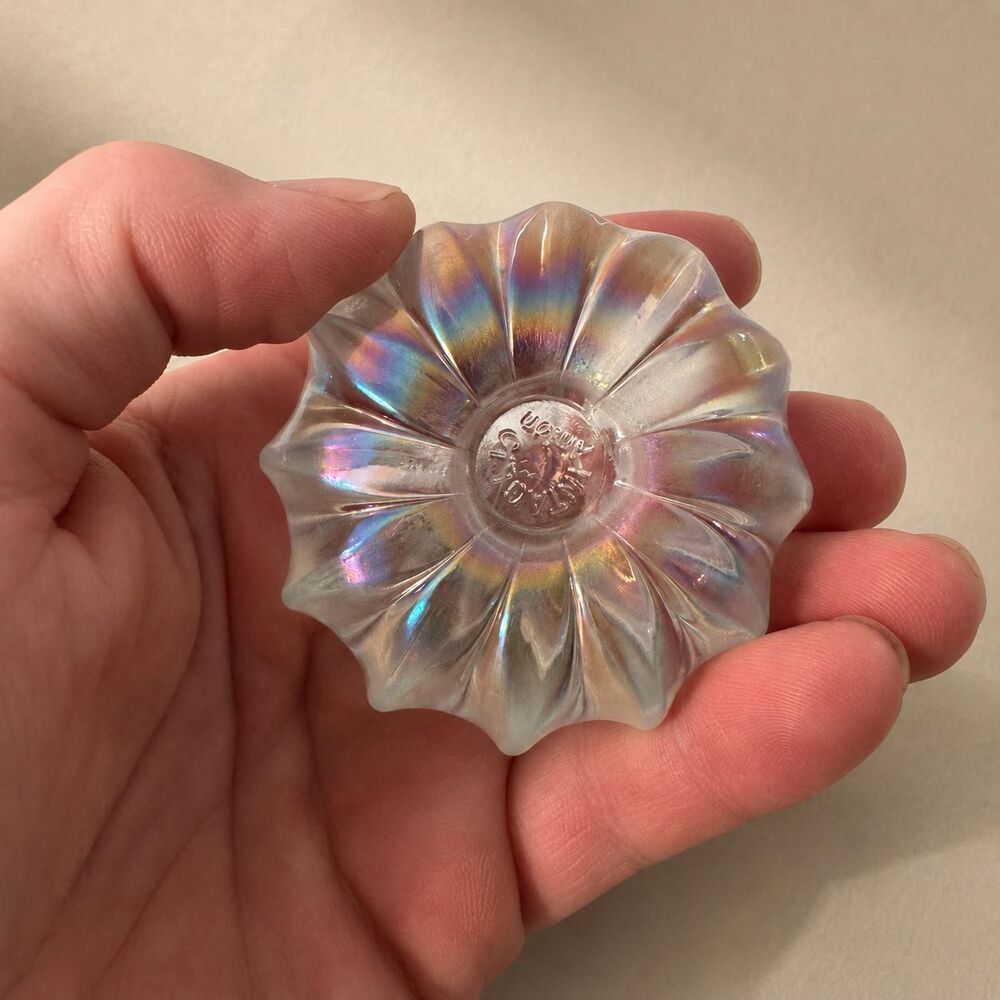 Vintage Levay Intaglio Pinwheel Carnival Glass Paperweight Iridescent